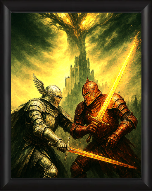 Eternal Clash – Framed Fantasy Knight Poster (8.5x11)