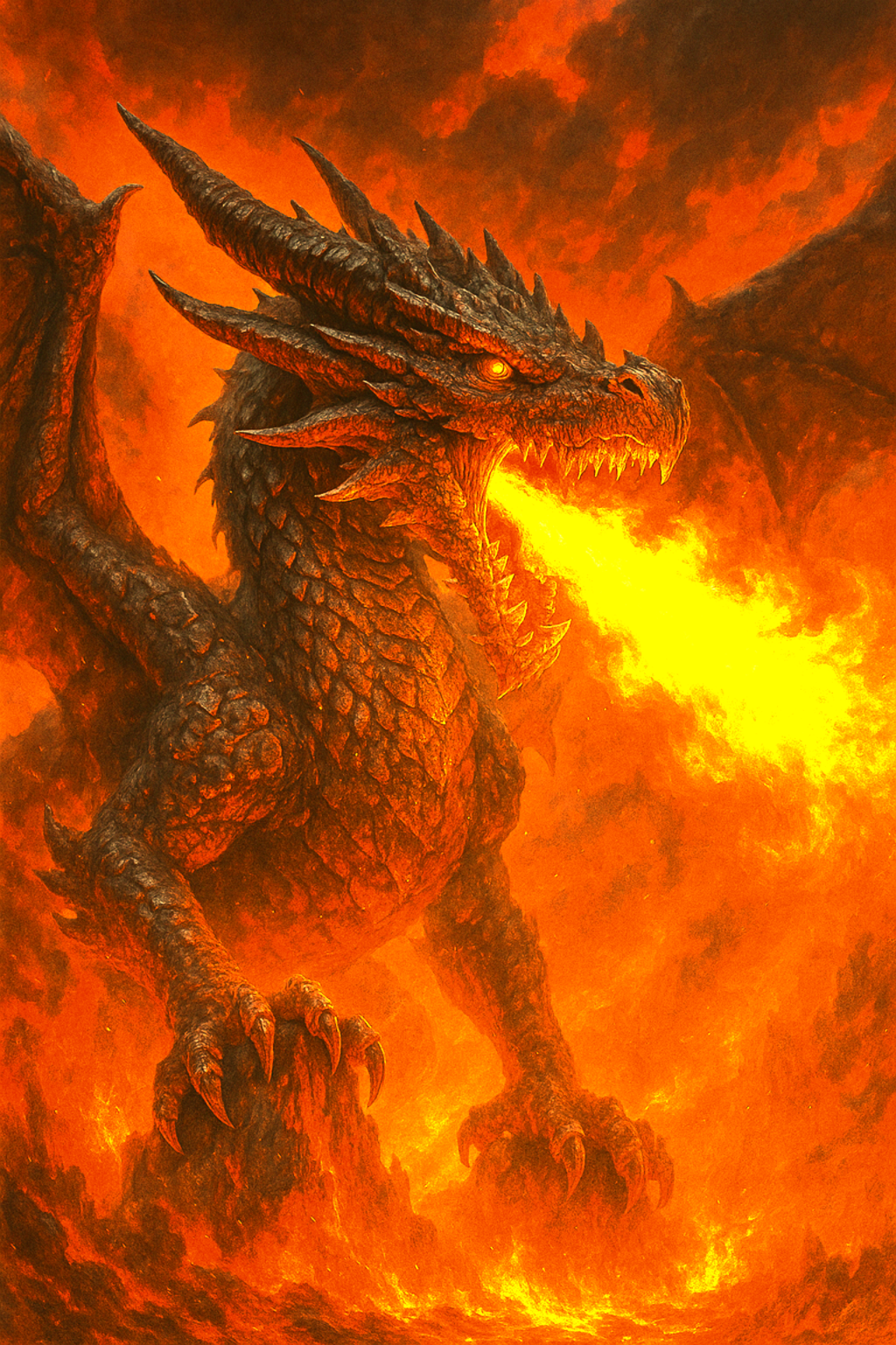 Inferno Dragon – Framed Fire-Breathing Dragon Poster (8.5x11)