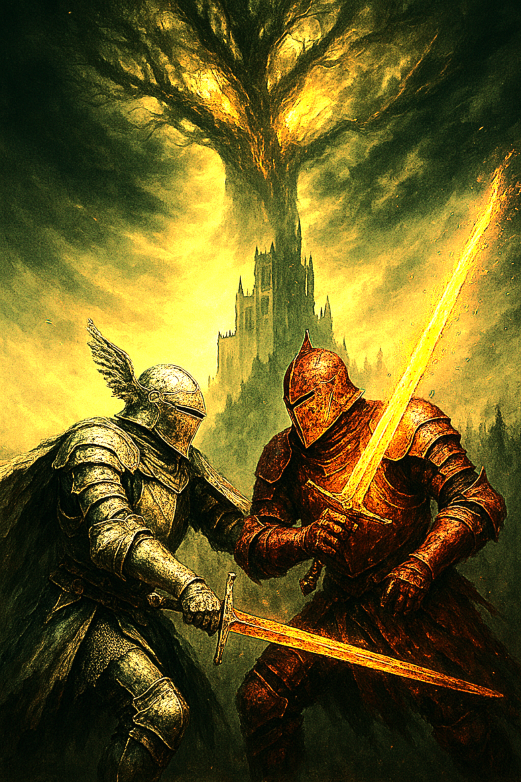 Eternal Clash – Framed Fantasy Knight Poster (8.5x11)